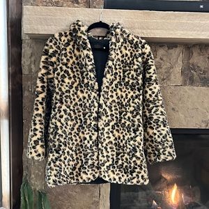 Lepord faux fur jacket. Size SMALL. Worn a few times, but kept in good condition